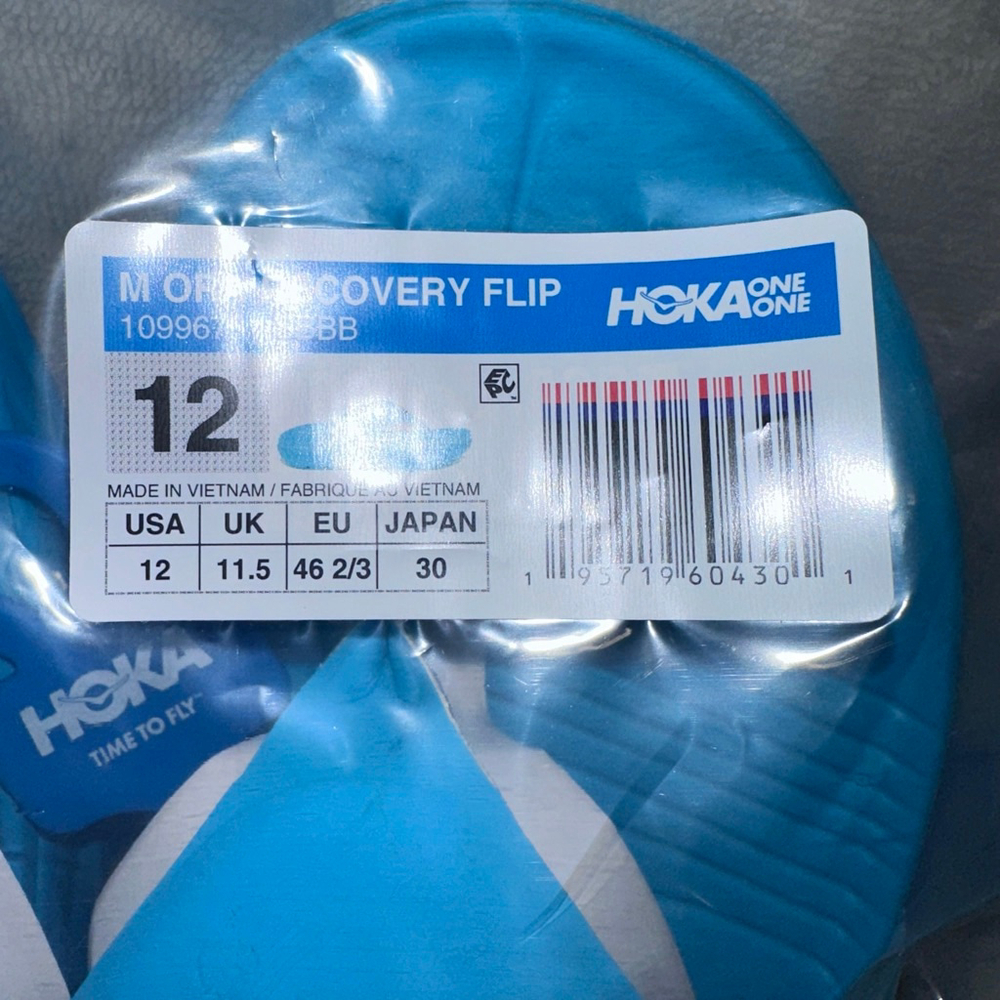 NWT Men’s Size 12 Hoka One Ora Recovery Flip Flop Scuba Blue/Bellwether Blue - Picture 2 of 8